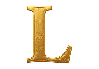 Golden Letter L: Elegant Capital Letter Design Element isolated on transparent background