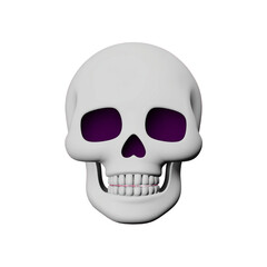 Obraz premium A white human skull with empty purple eye sockets, isolated on a transparent background, symbolizing death and halloween
