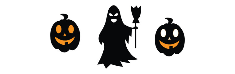 Obraz premium halloween icon silhouette vector on tranparent background