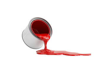 Vibrant Red Paint Spilling from a White Can