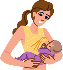 Obraz premium Smiling mother breastfeeding her baby, promoting health and bonding
