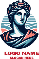 Estatua griega logo icon vector white background .