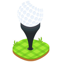 Isometric Golf Ball on Tee