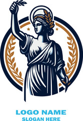 Estatua griega logo icon vector white background .