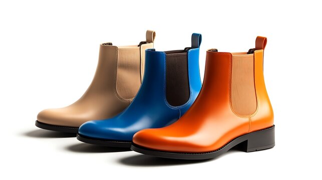 Fashionable Colorful Ankle Boots in Beige, Blue, and Orange
