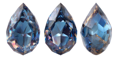 Fototapeta premium Isolated Blue Gemstones on a Transparent Background for Design Use