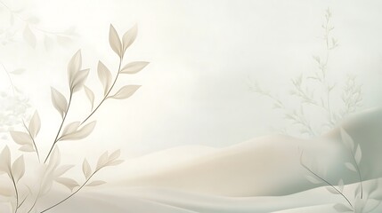 Delicate light beige leaves and flowing fabric