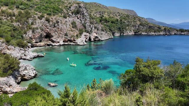 The beautiful and famous  Baia degli Infreschi, near Marina di Camerota, Cilento, Campania, Italy.
