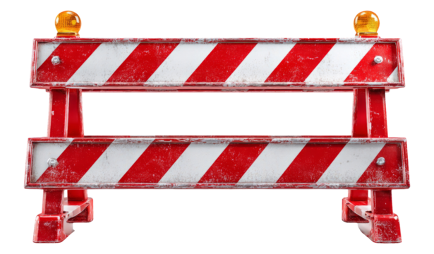 A Isolated Red and White Traffic Barrier Set on Transparent Background - Powered by Adobe