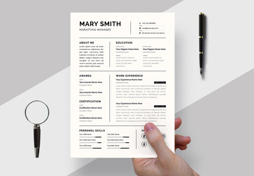 Minimal Resume Template Layout