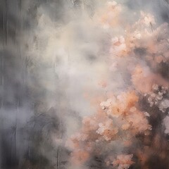 Obraz premium Artistic background with a moody and textured blend of deep blue and gray tones, with a cluster of delicate white flowers