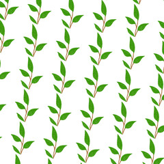 Green leaf seamless pattern 