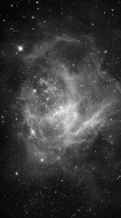 Fototapeta premium Grayscale nebula, swirling clouds of gas and dust