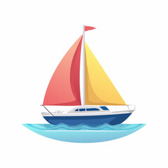 Colorful Sailboat On Water Illustration