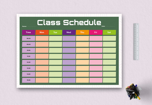 Colorful Class Schedule Template Layout
