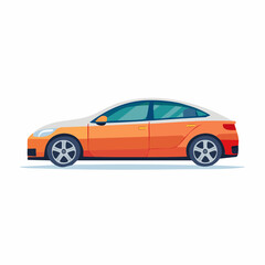 Orange And White Modern Sedan Illustration