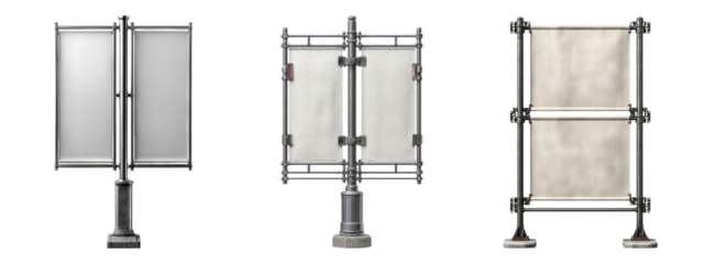 Three Unique Styles of Isolated Blank Advertising Billboards