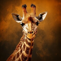 Elegant Giraffe Portrait Majestic Wildlife Art in Warm Tones for Creative Projects, and Education