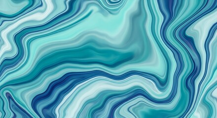 Obraz premium A mesmerizing blend of fluid turquoise hues creates a captivating abstract texture, resembling marbled stone patterns