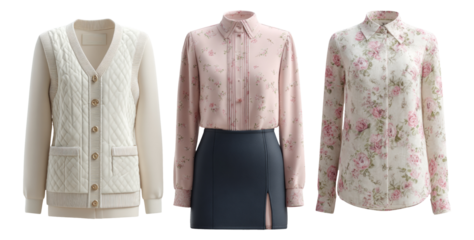 Stylish Women's Clothing Set on Transparent Background for Fashion