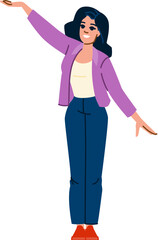 Young businesswoman showing something with her hands and smiling