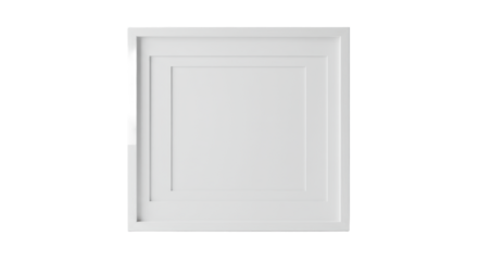 transparent wooden picture frame with wide white mat board, blank inner area, elegant lines, isolated on a transparent background with ample copy space, concept of blank canvas and potential