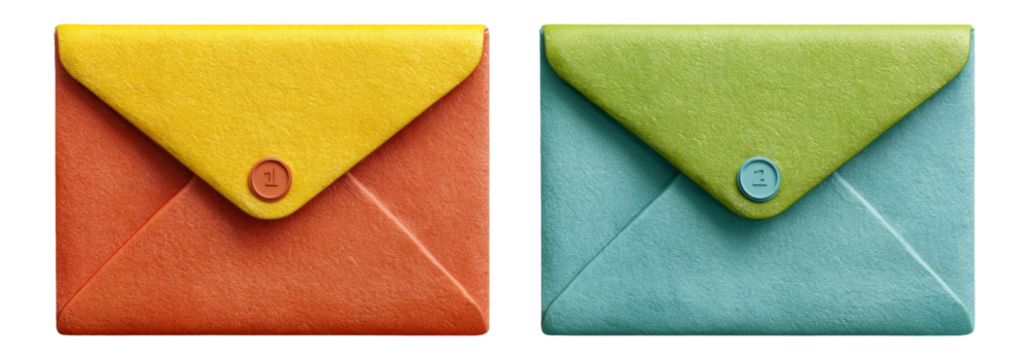Colorful Isolated Envelopes on Transparent Background for Design Use