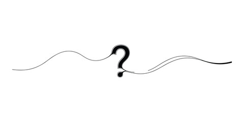 Creative continuous line drawing with a question mark, wavy thin line style. Minimalist and clean vector design.