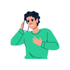 Worried man receiving bad news on mobile phone