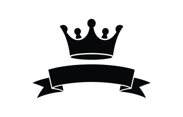 WebVector art of elegant black crown and banner, a symbol of royalty, power, and achievement, perfect for adding a touch of vintage luxury and classic elegance to any design project