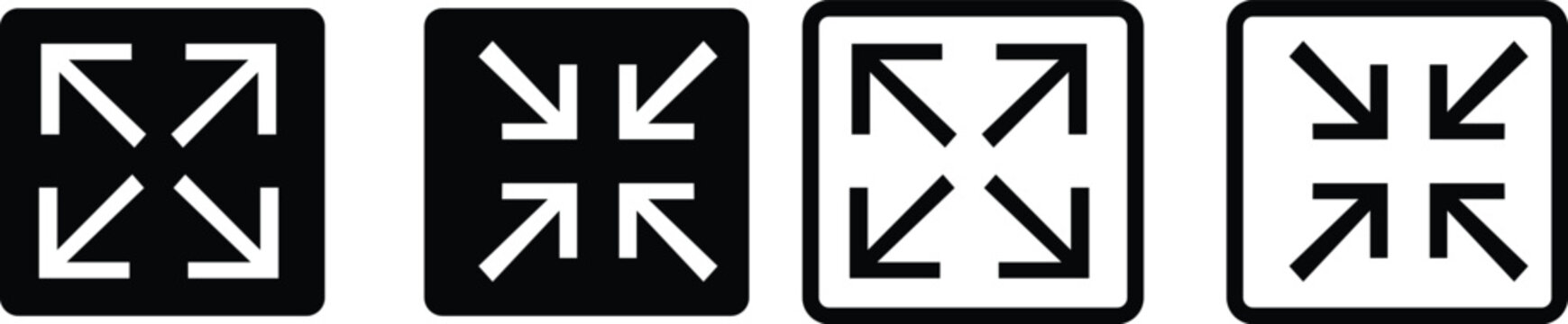 set of arrows inside and outside vector illustration of a black and white background