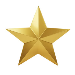 Fototapeta premium A single, flawless 3D gold star, ultra-realistic with lustrous metallic texture, isolated on a transparent background with soft studio lighting, concept of excellence and achievement