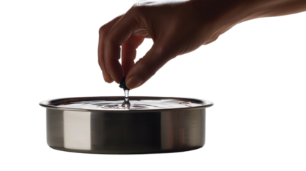 Droplet impacting water surface minimalist, isolated on transparent background, png