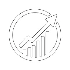 Circular Arrow Graph Up Icon Vector Black and White