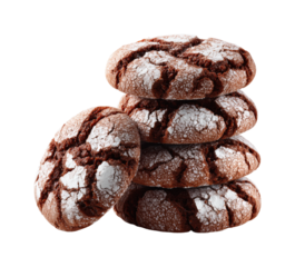 Baking chocolate crinkle cookies home kitchen food top-down, isolated on transparent background, png