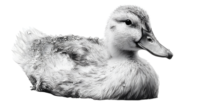 Detailed pencil drawing of a classic rubber duck on white background