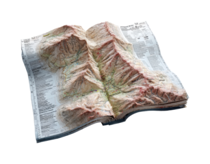 Exploring detailed terrain maps in nature scenic outdoors view, isolated on transparent background, png