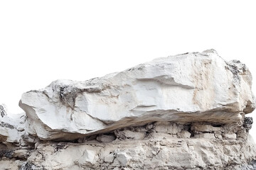 Large limestone rock formation with details isolated on transparent background