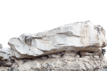 Large limestone rock formation with details isolated on transparent background