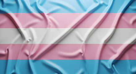 Waving Transgender Pride Flag with Pink Blue and White Stripes