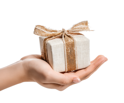 Gift presentation handheld delivery minimalist, isolated on transparent background, png