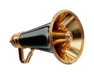 Announcing events with a vintage megaphone product elegant, isolated on transparent background, png