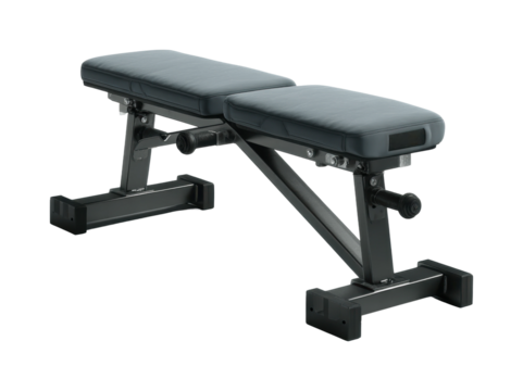 Strength training equipment home gym fitness bench modern top view, isolated on transparent background, png