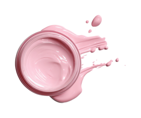 Applying soft pink cream beauty product clean space, isolated on transparent background, png