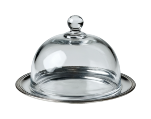 Elegant food presentation under glass dome kitchen, isolated on transparent background, png