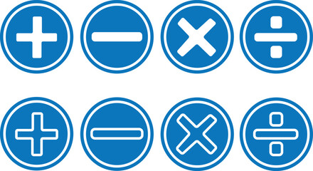 Obraz premium basic math icons math symbols icon set with plus minus dividebuttons for web vector illustration