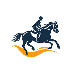 Elegant silhouette of a horse rider in motion