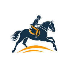 Elegant silhouette of a horse rider in motion