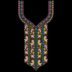Textile women wear neckline embroidery design for digital print on fabric.
