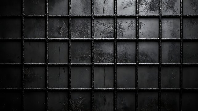 Abstract dark grid texture with a matte black surface
